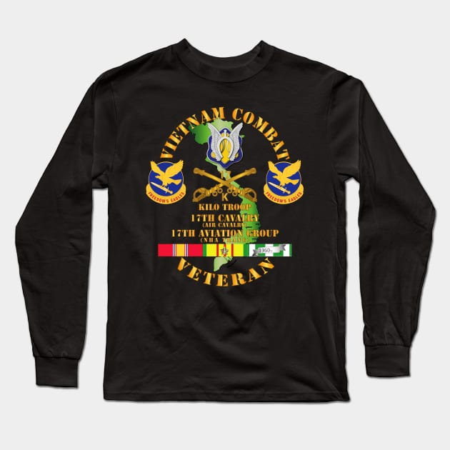 Vietnam Combat Cavalry Vet  w Kilo Troop - 17th Air Cav - 17th Aviation Group DUI w SVC Long Sleeve T-Shirt by twix123844